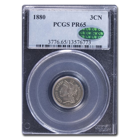 1880 Three Cent Nickel PR-65 PCGS CAC 1880 Three Cent Nickel PR-65 PCGS CAC